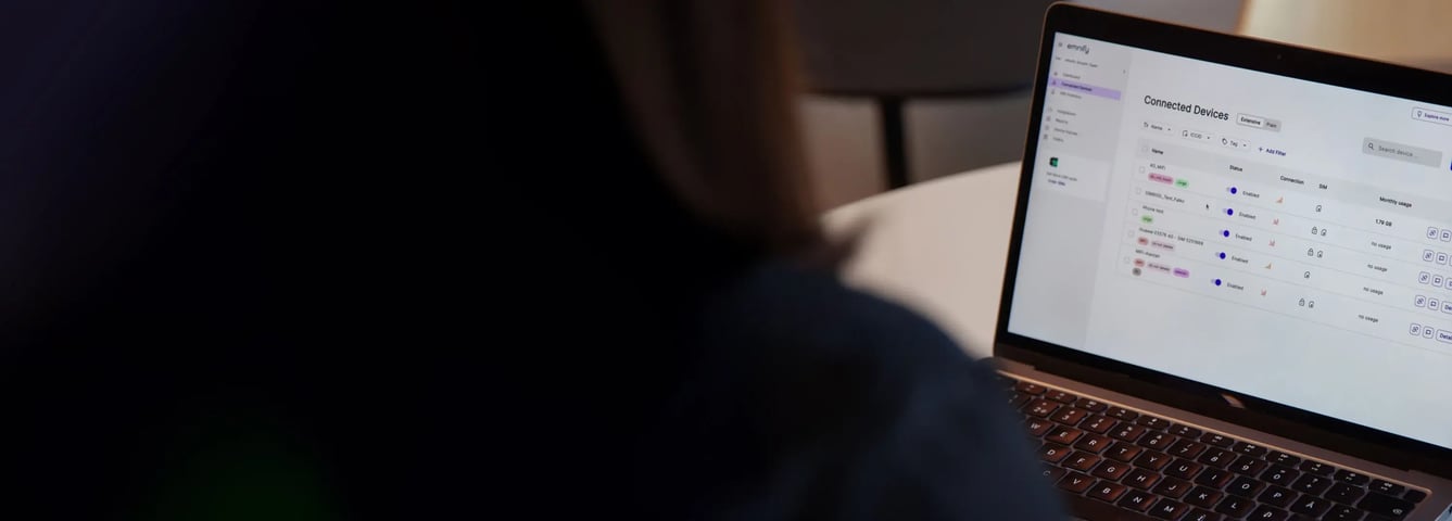Photo of a laptop with the emnify portal