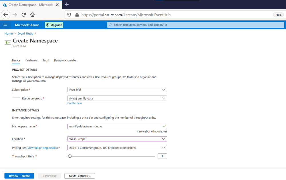 create namespace