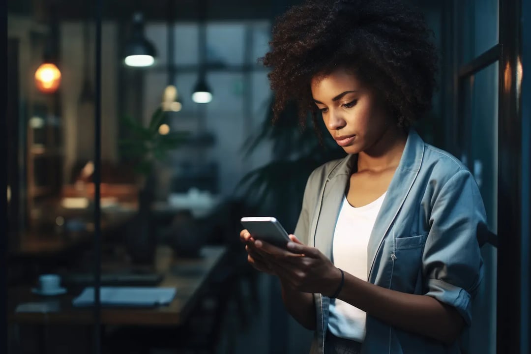 Woman-focused-on-cell-phone