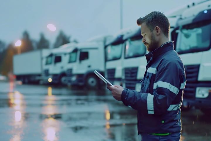 Fleet Management man using tablet