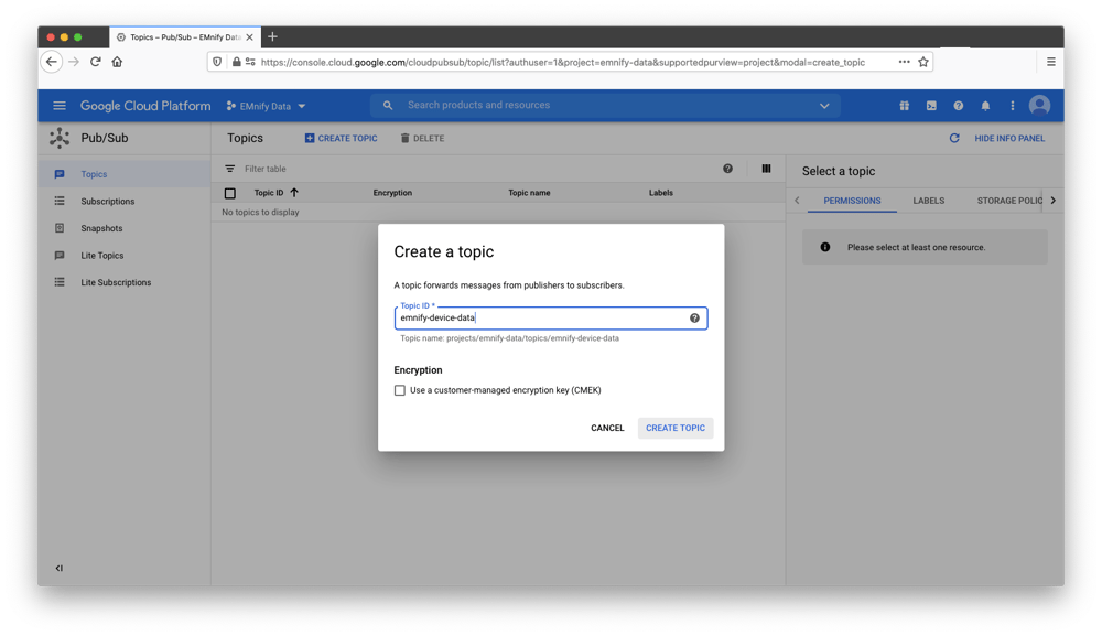 Google Cloud add EMnify