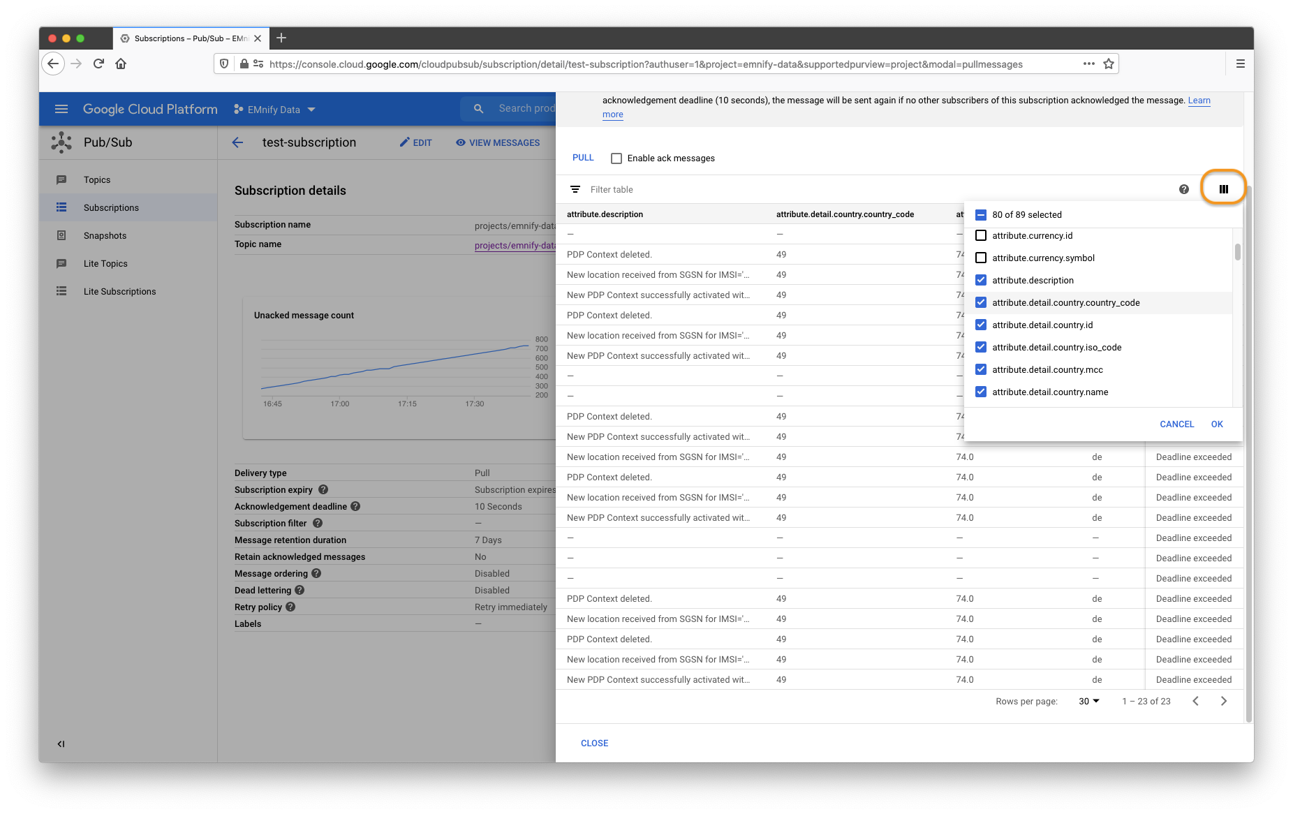 EMnify Data Streamer integration for Google Cloud Pub/Sub