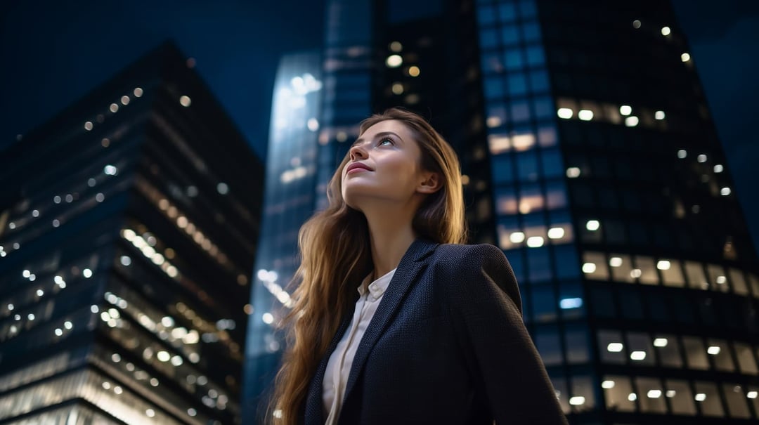 woman-looking-up-city