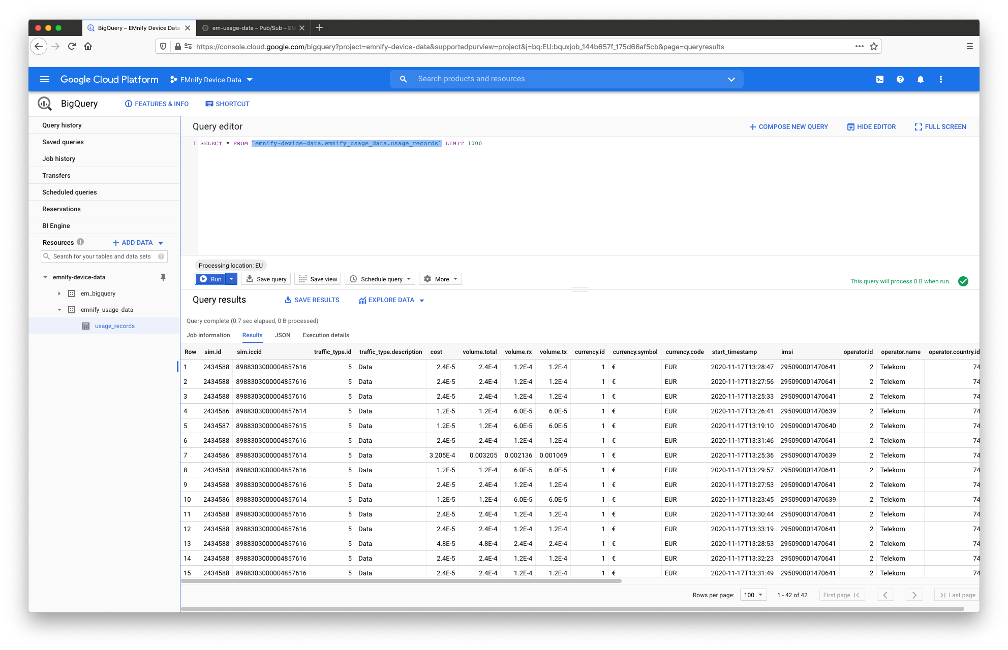 Query Table editor